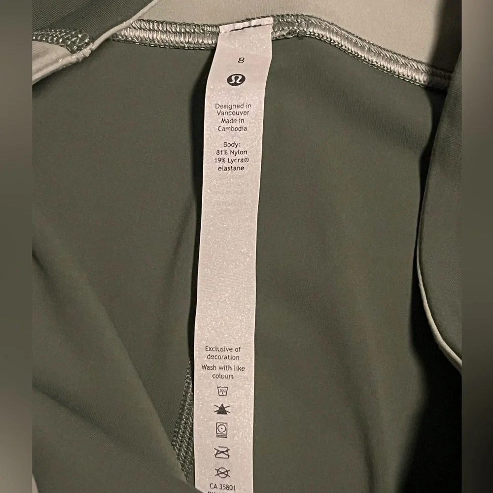 🍋 NWOT Lululemon Nulu Colour Block HR Crop 23" - Green Twill/Green Fern - Sz 8 - Picture 6 of 13